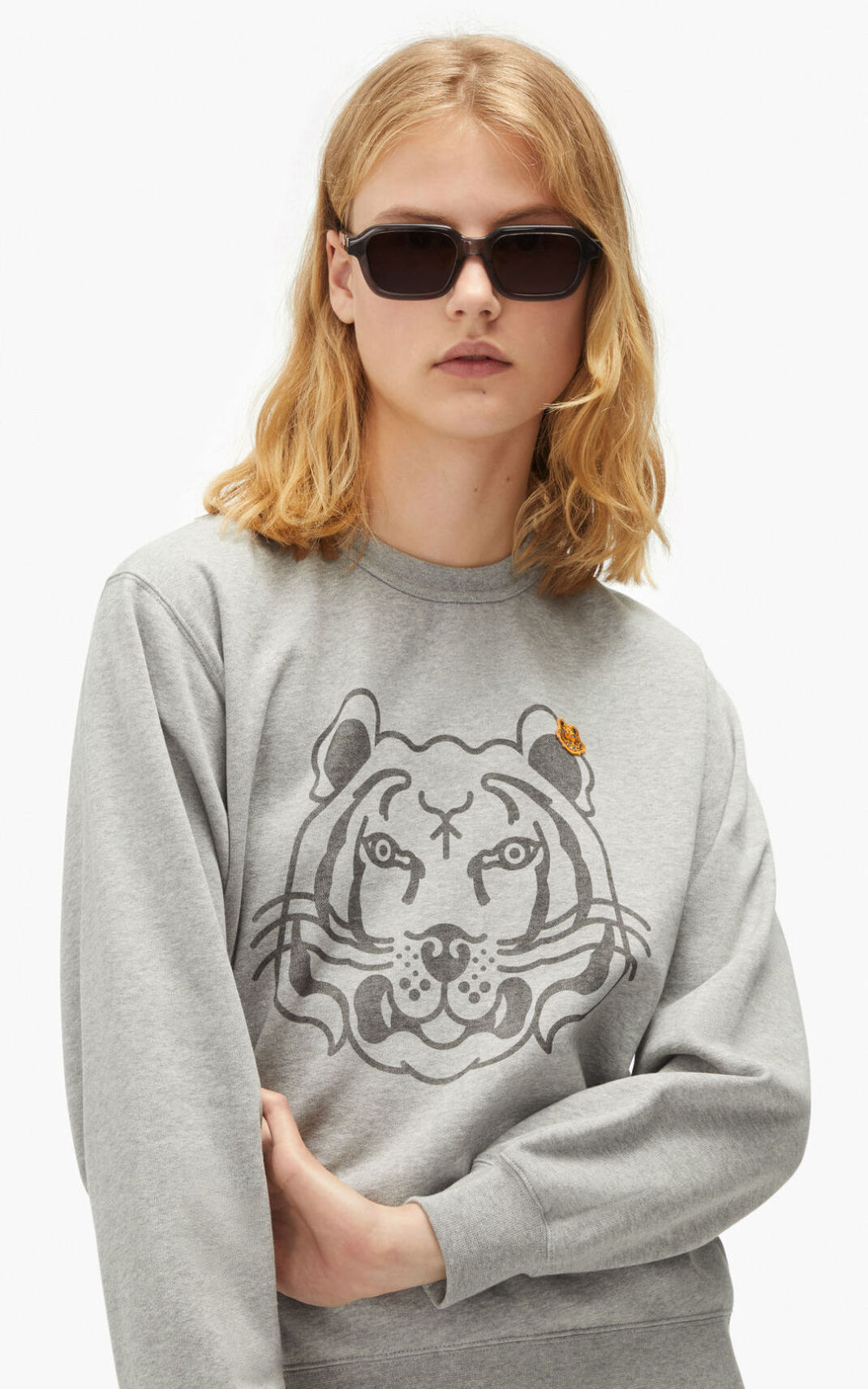 Sweatshirt Kenzo K Tiger Feminino - Cinzentas | 431WTOPUL